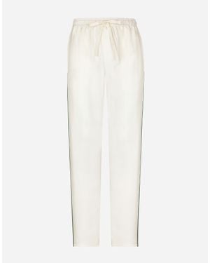 Dolce & Gabbana Silk Jogging Trousers With Dg Embroidery - White