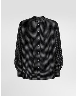 Dolce & Gabbana Polka Dot-Print Silk Twill Shirt - Black