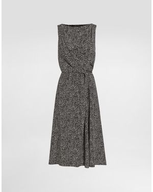 Dolce & Gabbana Dolce & Gabbana Chevron Print Heavy Crepe Cocktail Dress - Grey