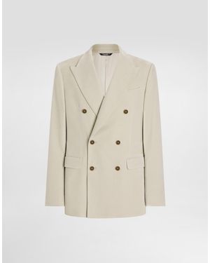 Dolce & Gabbana Zweireihige Samtjacke - Natur