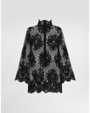 Dolce & Gabbana Lace Dress With High Neck - Black
