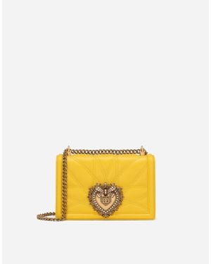 Dolce & Gabbana Borsa Devotion media in nappa matelassé - Giallo