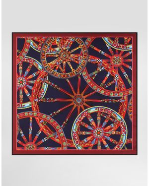 Dolce & Gabbana Foulard 90X90 En Twill De Soie À Imprimé Carretto - Rouge