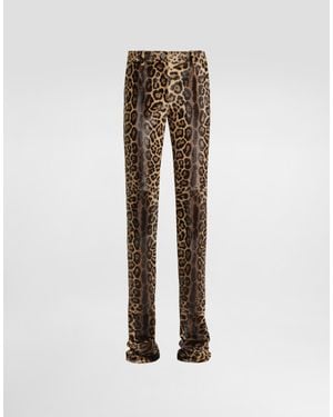 Dolce & Gabbana Leopard-Print Calf Trousers - Natural