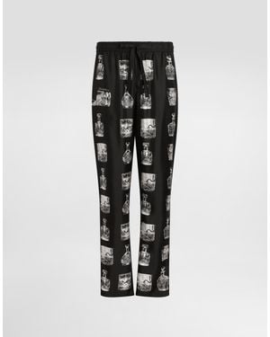 Dolce & Gabbana Silk Pyjama Pants With Whisky - Black