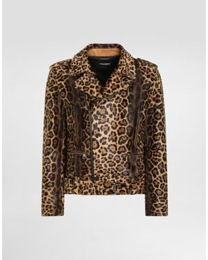 Dolce & Gabbana Calfskin Biker Jacket - Brown