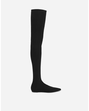 Dolce & Gabbana サイハイブーツ ストレッチジャージー - ホワイト
