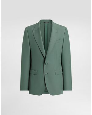 Dolce & Gabbana Single-Breasted Wool Poplin Jacket - Vert