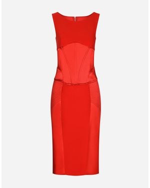 Dolce & Gabbana Corset-detail Midi Dress - Red