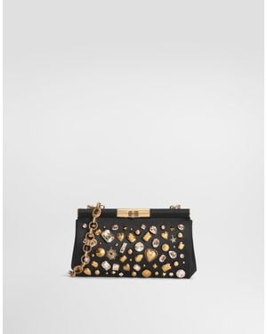 Dolce & Gabbana Marlene Shoulder And Crossbody Satin Bag With Embroidery - White