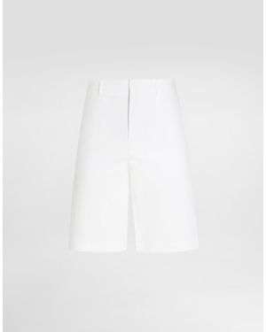 Dolce & Gabbana Stretch Cotton Shorts With Branded Tag - White