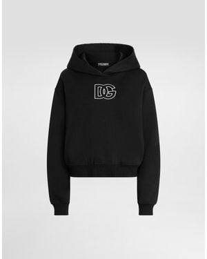 Dolce & Gabbana Cotton Sweatshirt With Dg Embroidery - ブラック