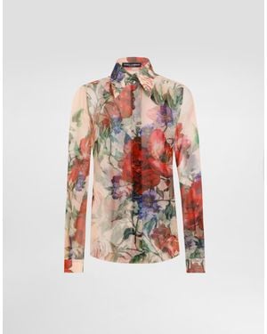 Dolce & Gabbana Long-Sleeved Floral- Chiffon Shirt - ホワイト