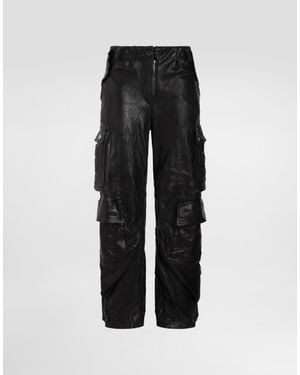 Dolce & Gabbana Cargo-Pocket Leather Trousers - Black