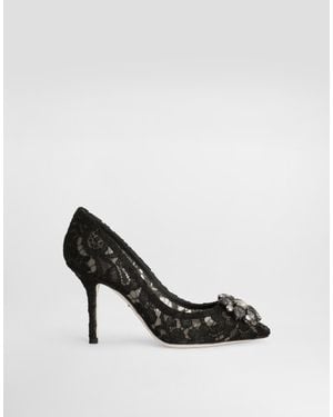 Dolce & Gabbana Lace Court Shoes With Brooch Detailing - Black