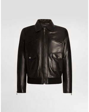 Dolce & Gabbana Nappa Leather Bomber Jacket - Black