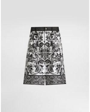 Dolce & Gabbana Maiolica-Printed Denim Bermuda Shorts - Black