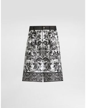 Dolce & Gabbana Maiolica-Printed Denim Bermuda Shorts - Black