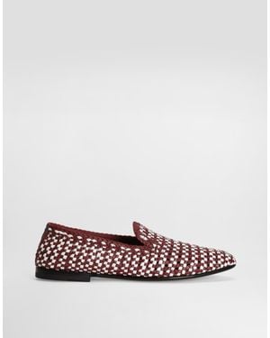 Dolce & Gabbana Woven Leather Slippers - White