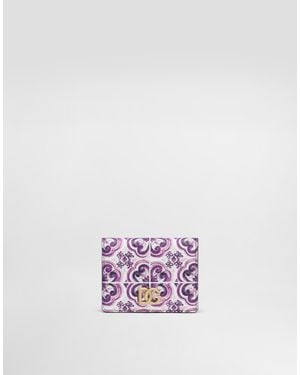 Dolce & Gabbana Majolica-Print Continental Calfskin Wallet - Pink