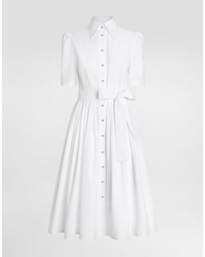 Dolce & Gabbana Cotton Calf-Length Shirt Dress - White
