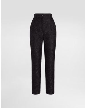 Dolce & Gabbana Tailored Quilted Floral Jacquard Pants - Blue