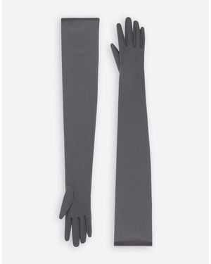 Dolce & Gabbana Long Stretch Jersey Milano Rib Gloves - Gray