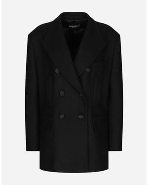 Dolce & Gabbana ウールベイズ ダブルブレスト オーバーサイズジャケット - ブラック