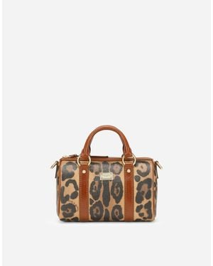 Dolce & Gabbana ダッフルバッグ スモール Crespo レオパードプリント ロゴプレート - ピンク