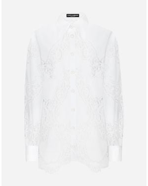 Dolce & Gabbana Cotton Shirt With Floral Openwork Embroidery - White