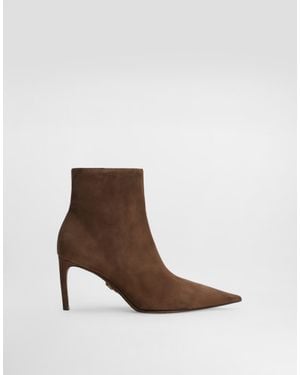 Dolce & Gabbana Devotion Suede Ankle Boots - Brown