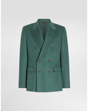 Dolce & Gabbana Sicilia Light Double-Breasted Cashmere Jacket - Green