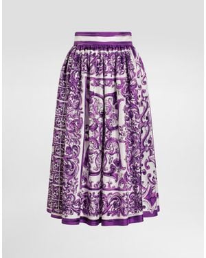 Dolce & Gabbana Majolica-Print Twill Skirt - Purple