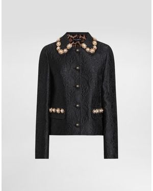 Dolce & Gabbana Peony-Motif Brocade Jacket - Black