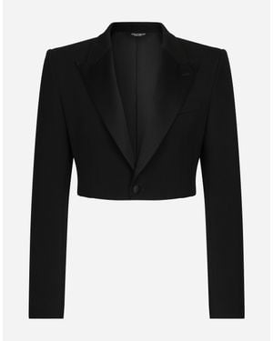 Dolce & Gabbana Single-Breasted Wool Spencer Jacket - Black
