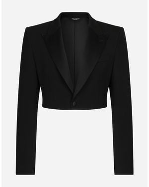 Dolce & Gabbana Single-Breasted Wool Spencer Jacket - Black