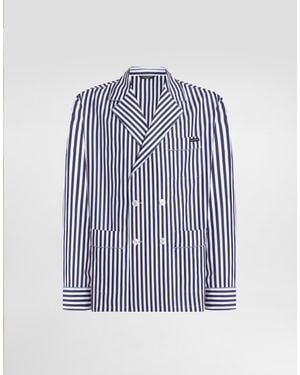 Dolce & Gabbana Striped Poplin Vanity Robe - Blue