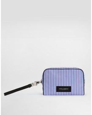 Dolce & Gabbana Calfskin And Striped Poplin Handbag - Blue