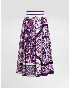 Dolce & Gabbana Majolica-Print Pleated Skirt - Purple