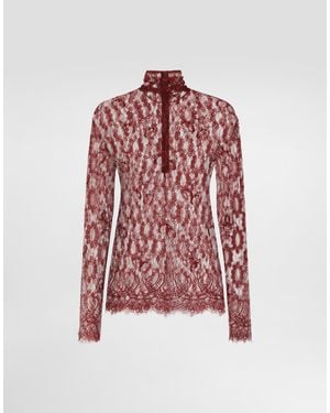 Dolce & Gabbana Chantilly Lace Top - Red