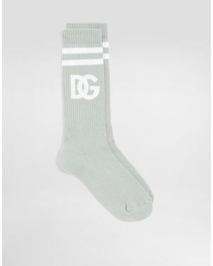 Dolce & Gabbana Calcetines En Algodón Con Logo - Blanco