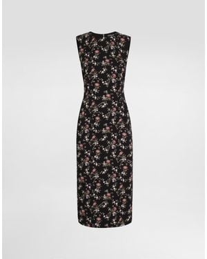 Dolce & Gabbana Small Floral-Print Charmeuse Dress - Black