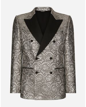 Dolce & Gabbana Sicilia Double-Breasted Lamé Jacquard Tuxedo Jacket - Black