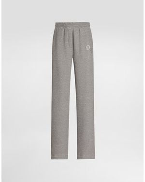 Dolce & Gabbana Fleece Trousers With Patch Embroidery - Grey