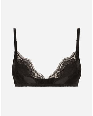 Dolce & Gabbana Soft-Cup-BH aus Satin mit Spitze - Schwarz