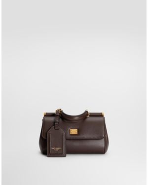 Dolce & Gabbana Mini My Sicily Calfskin Handbag - Brown