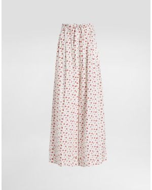 Dolce & Gabbana Small Rose-Print Poplin Pants - Pink