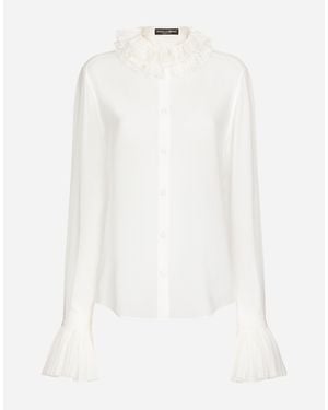 Dolce & Gabbana シャツ ジョーゼット カラーディテール＆プリーテッドカフス - ホワイト