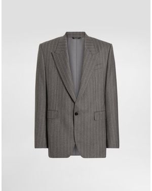 Dolce & Gabbana Palermo Single-Breasted Pinstripe Wool Jacket - Gray