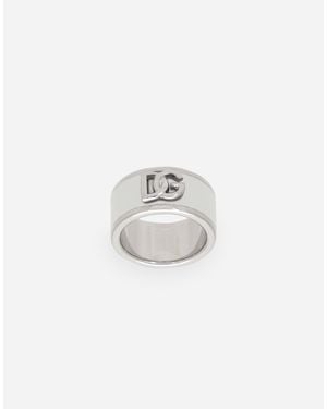 Dolce & Gabbana Enamelled Dg Logo Ring - White